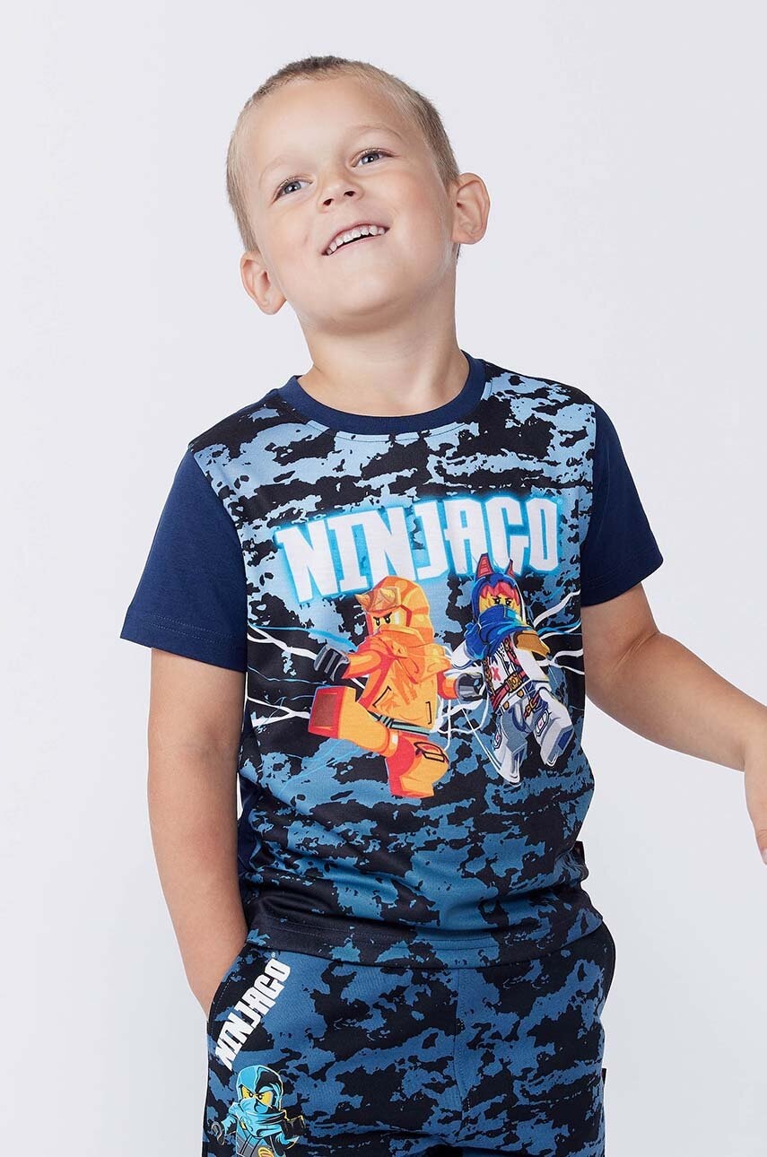Lego tricou de bumbac pentru copii LWTANO 609 culoarea albastru marin, cu imprimeu, 12011294 Lego tricou de bumbac pentru copii LWTANO 609 culoarea albastru marin, cu imprimeu, 12011294