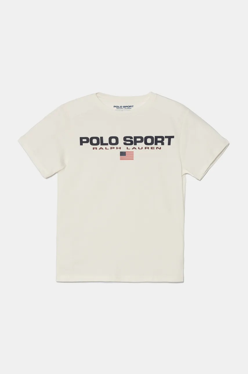 

Детска памучна тениска Polo Ralph Lauren в бяло с принт 323837629006, Бял