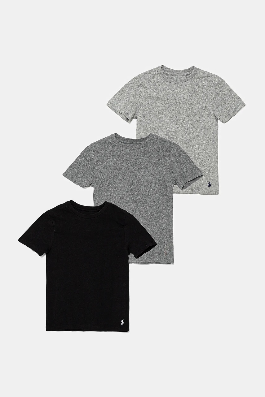 Levně Dětské bavlněné tričko Polo Ralph Lauren 3-pack šedá barva, 9P5030