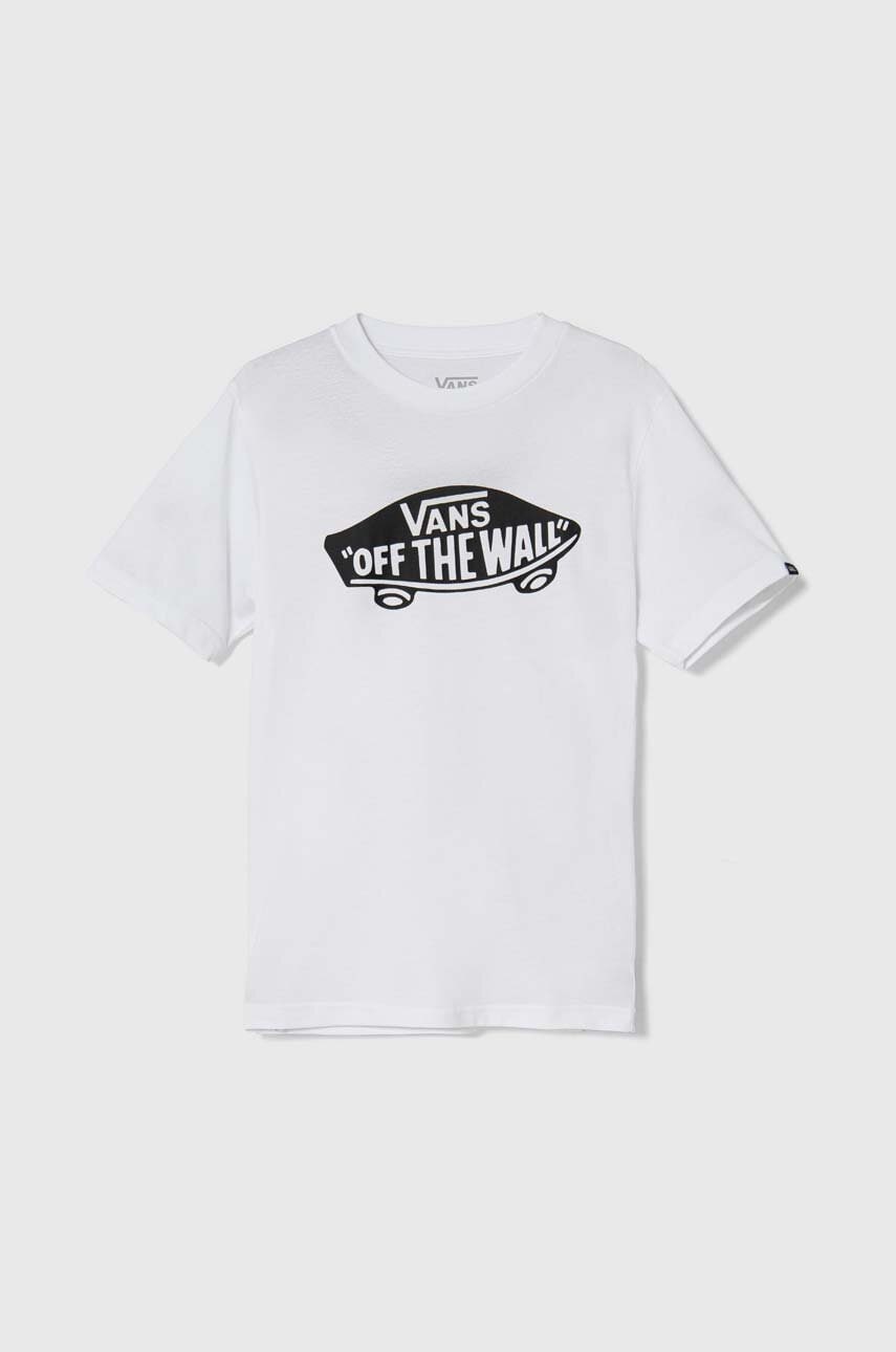 Vans tricou de bumbac pentru copii STYLE 76 culoarea alb, cu imprimeu, VN000IVEWHT1 Vans tricou de bumbac pentru copii STYLE 76 culoarea alb, cu imprimeu, VN000IVEWHT1