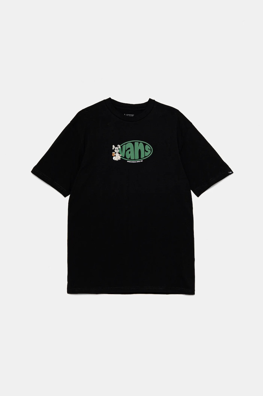Vans tricou de bumbac pentru copii HOPPER culoarea negru, cu imprimeu, VN000JCHBLK1 Vans tricou de bumbac pentru copii HOPPER culoarea negru, cu imprimeu, VN000JCHBLK1