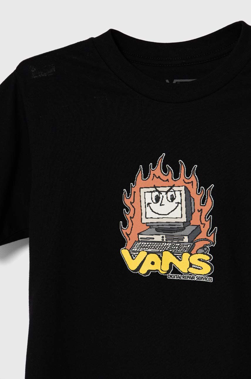 Vans Tricou De Bumbac Pentru Copii KD Computer Service Culoarea Negru, Cu Imprimeu, VN000JNVBLK1