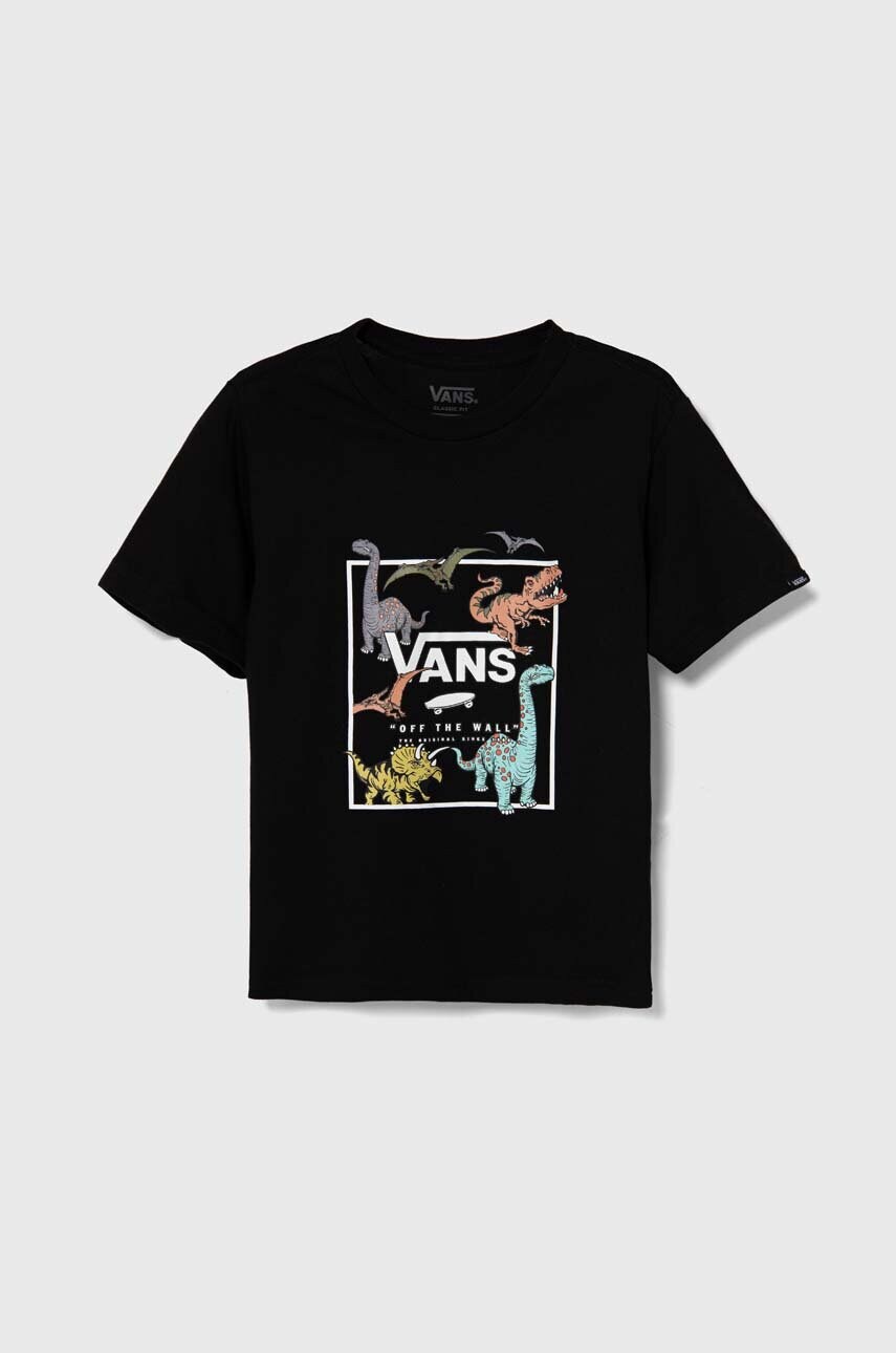 

Детска памучна тениска Vans Glow Dino в черно с принт VN000JNYBLK1, Черен