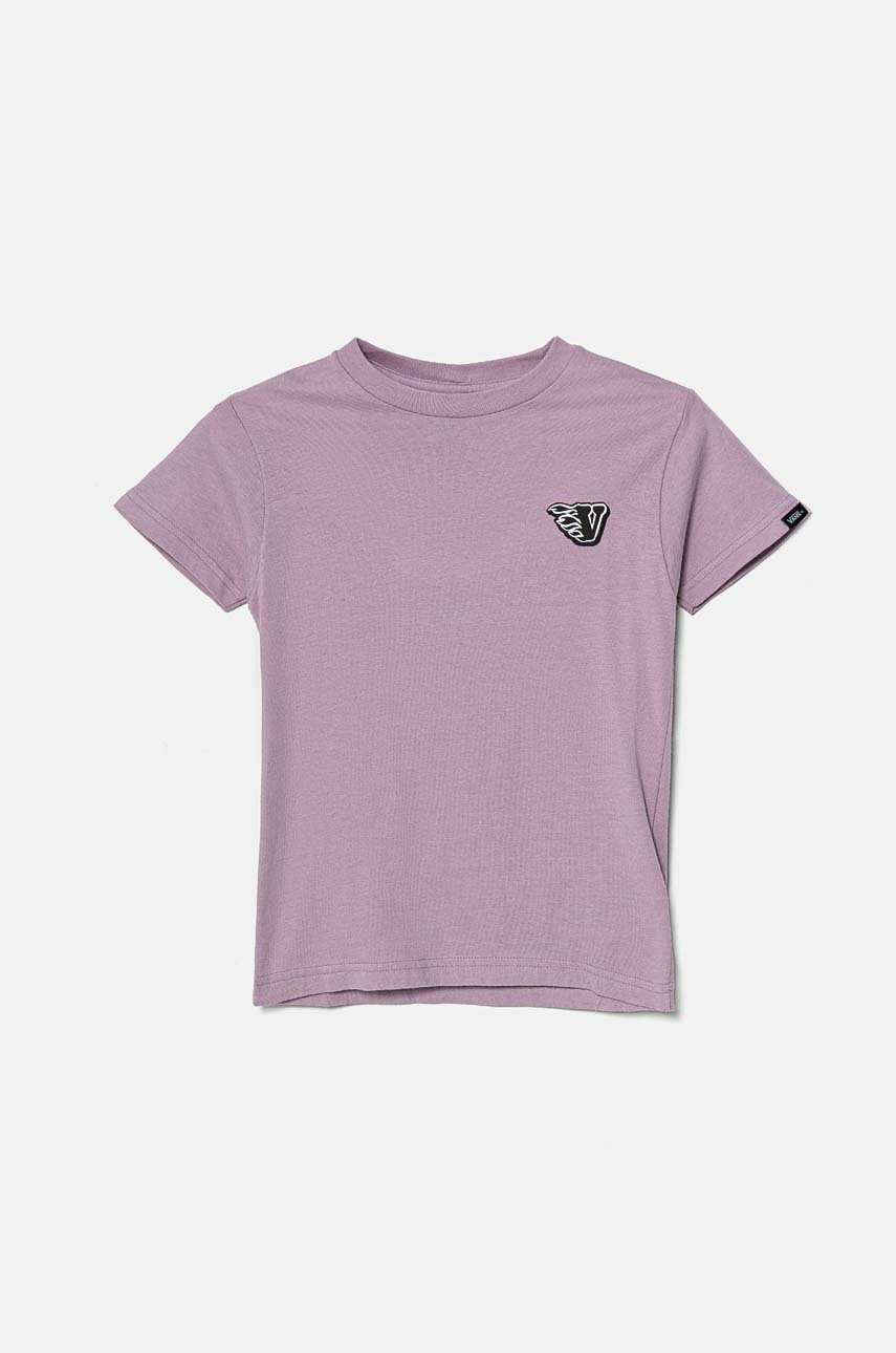 Vans tricou de bumbac pentru copii KD Essentials culoarea violet, cu imprimeu, VN000JP1D451 Vans tricou de bumbac pentru copii KD Essentials culoarea violet, cu imprimeu, VN000JP1D451