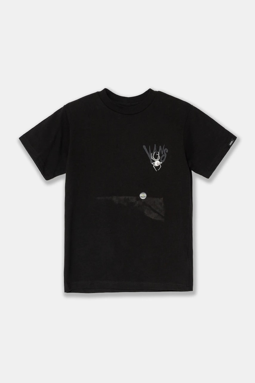 Vans tricou de bumbac pentru copii KD Aractno culoarea negru, cu imprimeu, VN000JXFBLK1 Vans tricou de bumbac pentru copii KD Aractno culoarea negru, cu imprimeu, VN000JXFBLK1