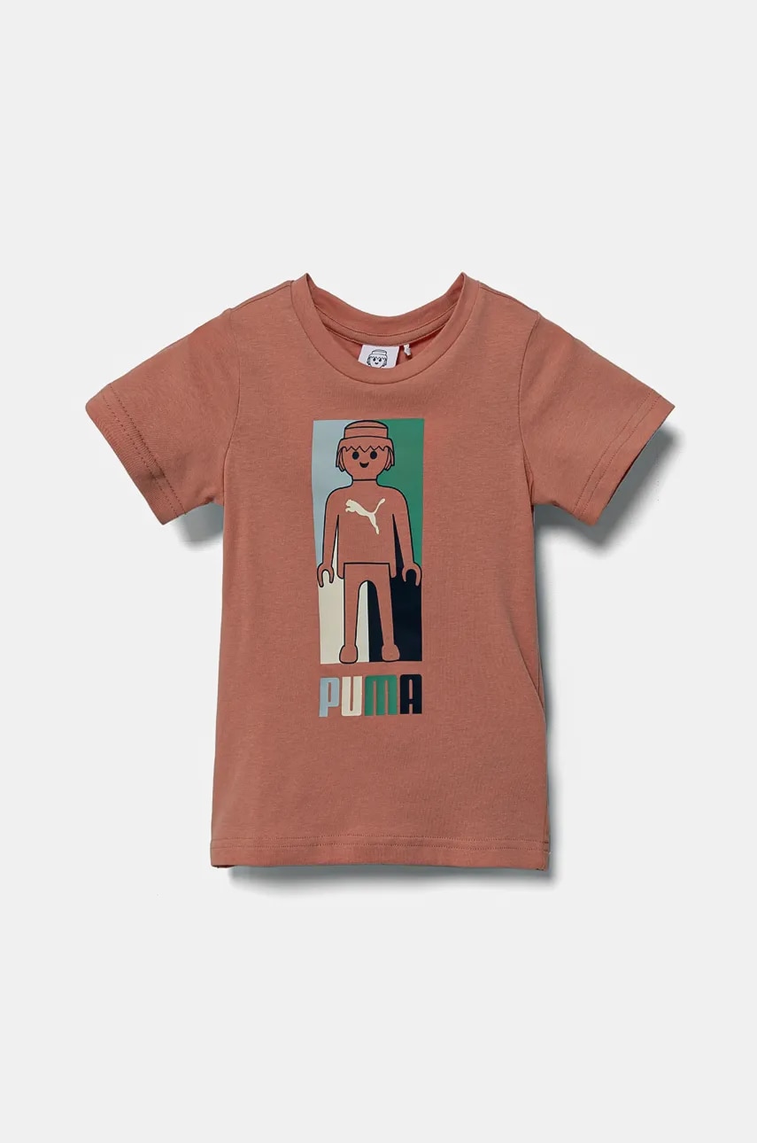 Puma tricou de bumbac pentru copii X PLAYMOBIL culoarea portocaliu, cu imprimeu, 627388