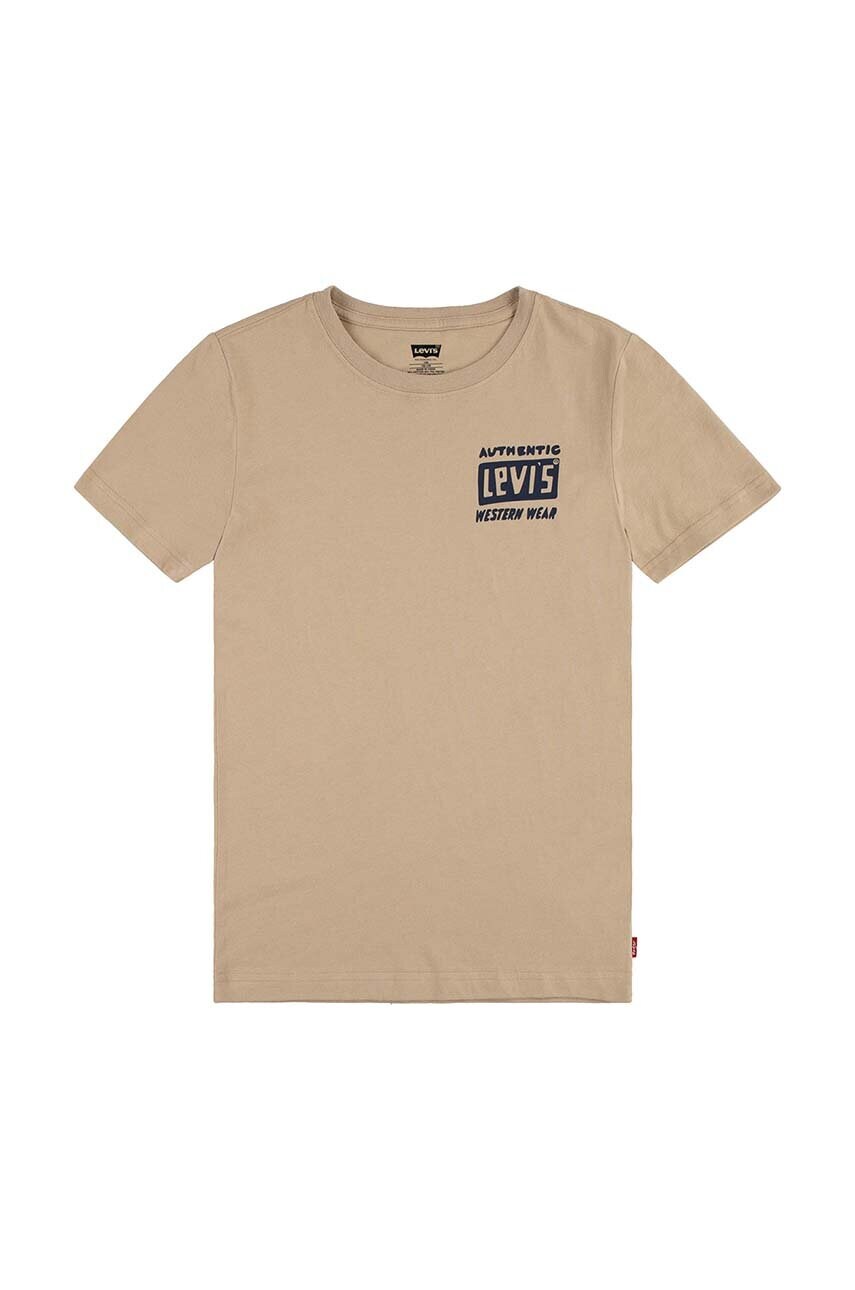 Levi's tricou de bumbac pentru copii CACTUS OUT WEST TEE culoarea bej, cu imprimeu, 8EL458