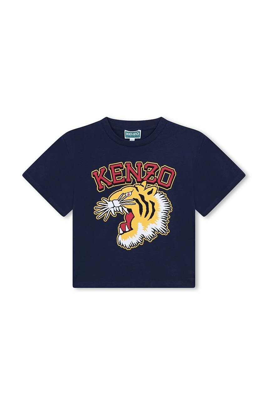 Kenzo Kids tricou de bumbac pentru copii culoarea albastru marin, cu imprimeu, K60746 Kenzo Kids tricou de bumbac pentru copii culoarea albastru marin, cu imprimeu, K60746