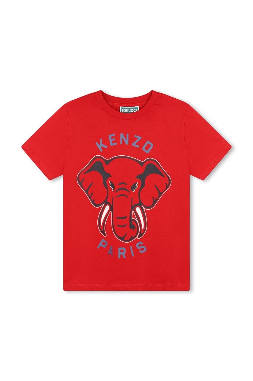 Kenzo Kids tricou de bumbac pentru copii culoarea rosu, cu imprimeu, K60748 Kenzo Kids tricou de bumbac pentru copii culoarea rosu, cu imprimeu, K60748