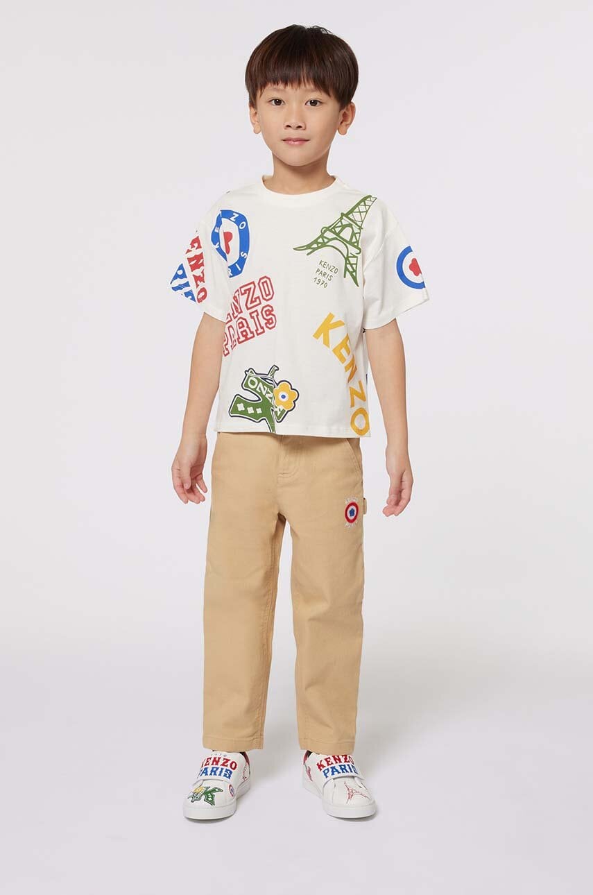 Kenzo Kids tricou de bumbac pentru copii culoarea alb, cu imprimeu, K60758 Kenzo Kids tricou de bumbac pentru copii culoarea alb, cu imprimeu, K60758