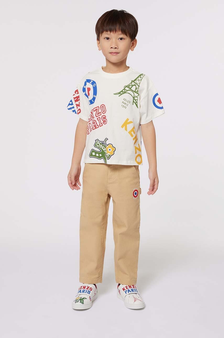 Kenzo Kids tricou de bumbac pentru copii culoarea alb, cu imprimeu, K60758 Kenzo Kids tricou de bumbac pentru copii culoarea alb, cu imprimeu, K60758