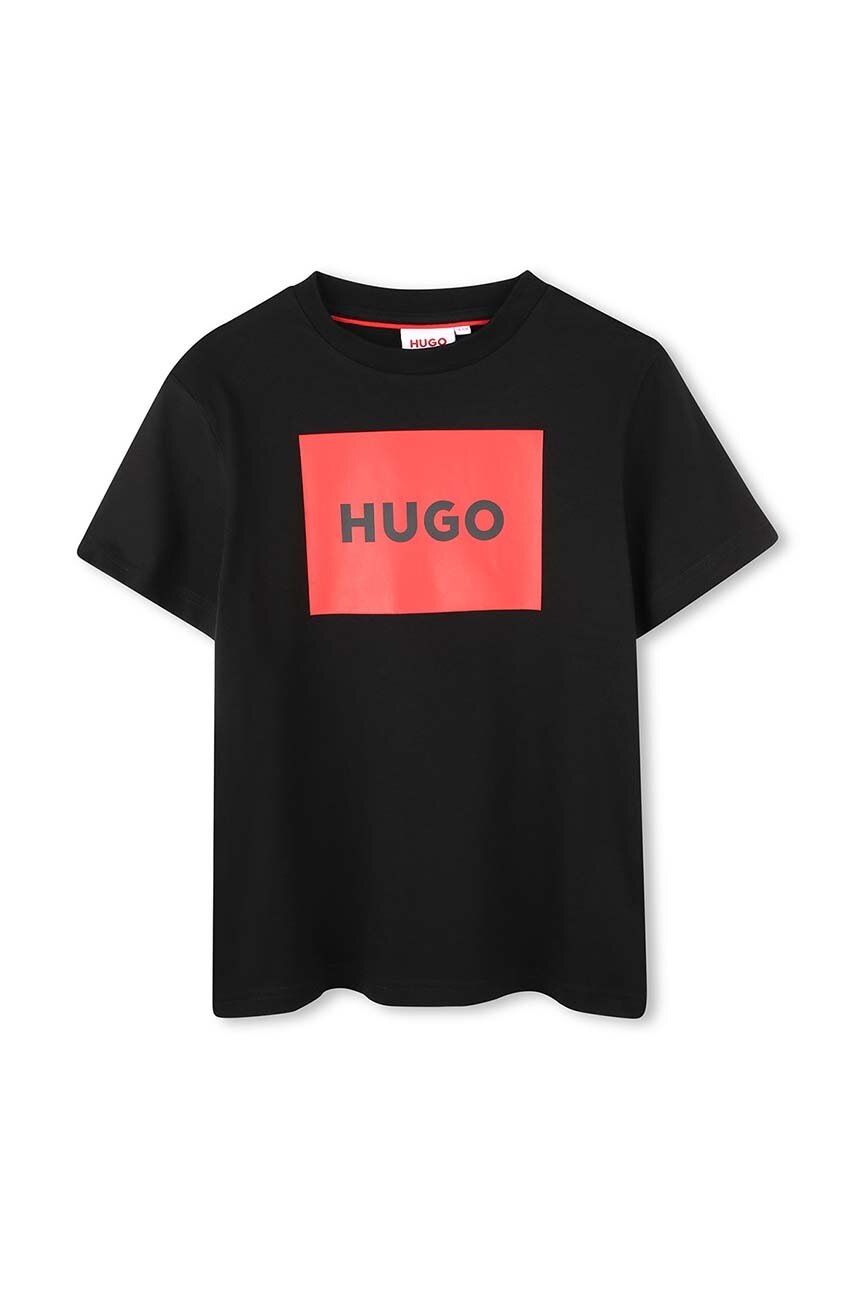 

Детска памучна тениска HUGO в черно с принт G00144, Черен