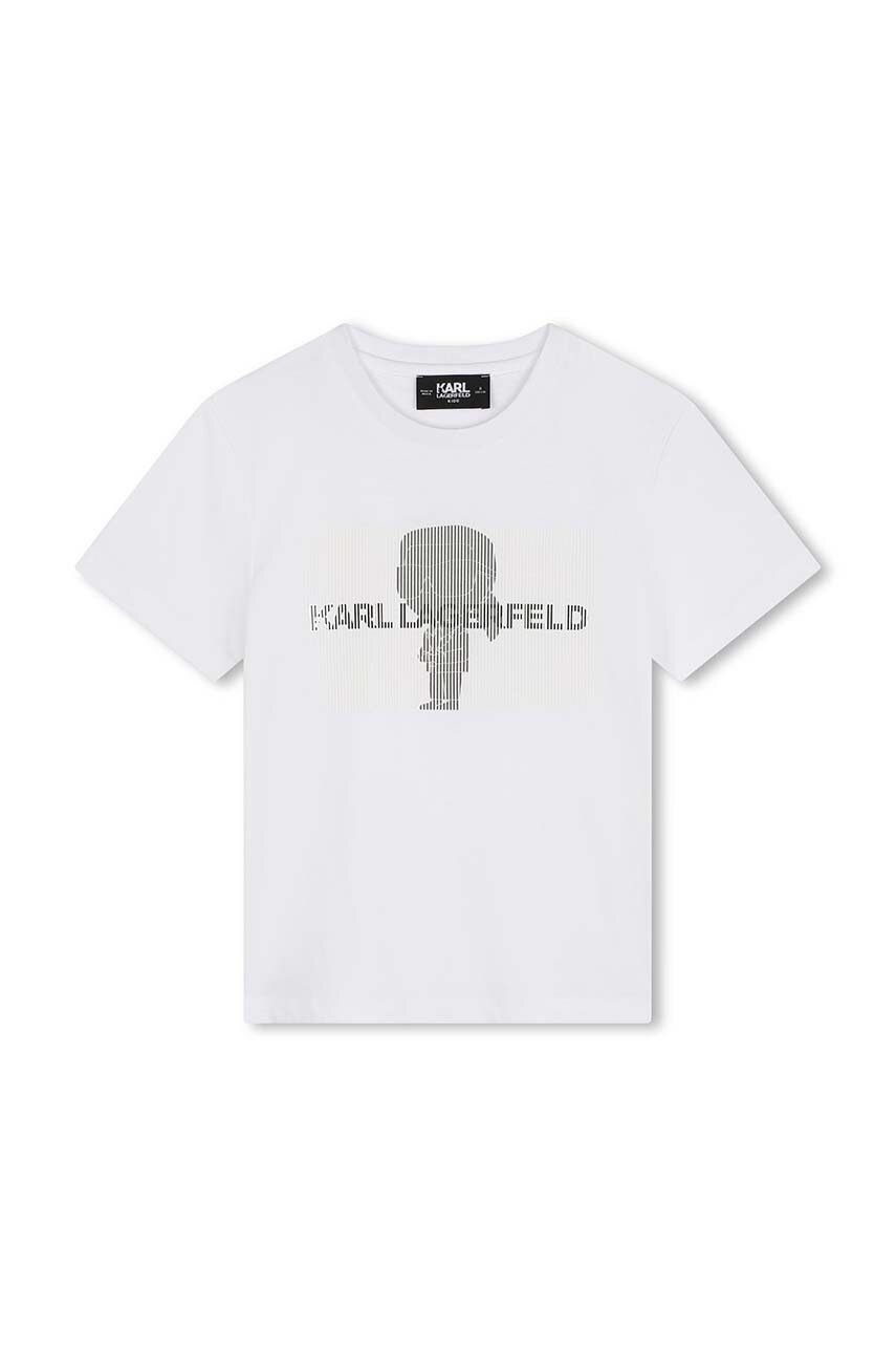 

Детска памучна тениска Karl Lagerfeld в бяло с апликация Z30239, Бял