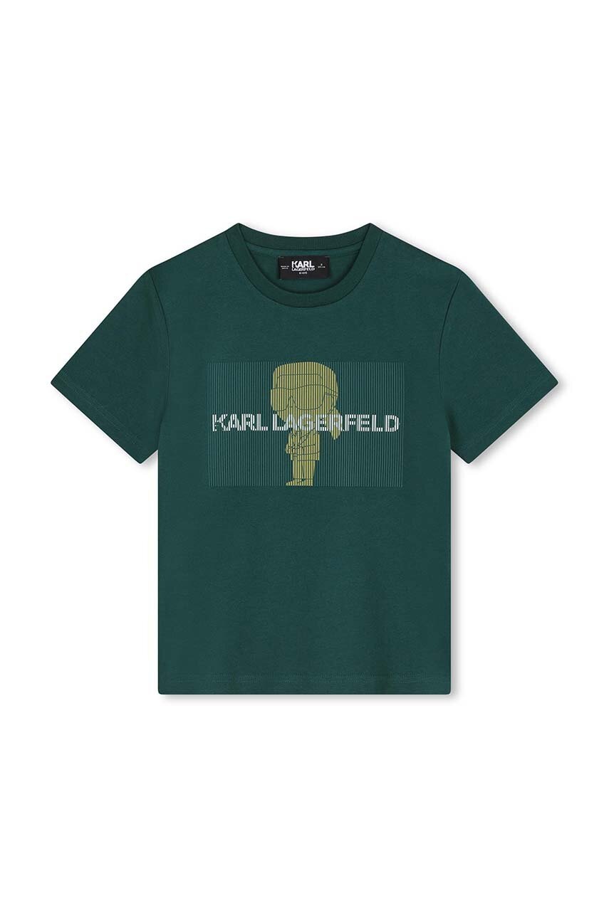 Karl Lagerfeld tricou de bumbac pentru copii culoarea verde, cu imprimeu, Z30239