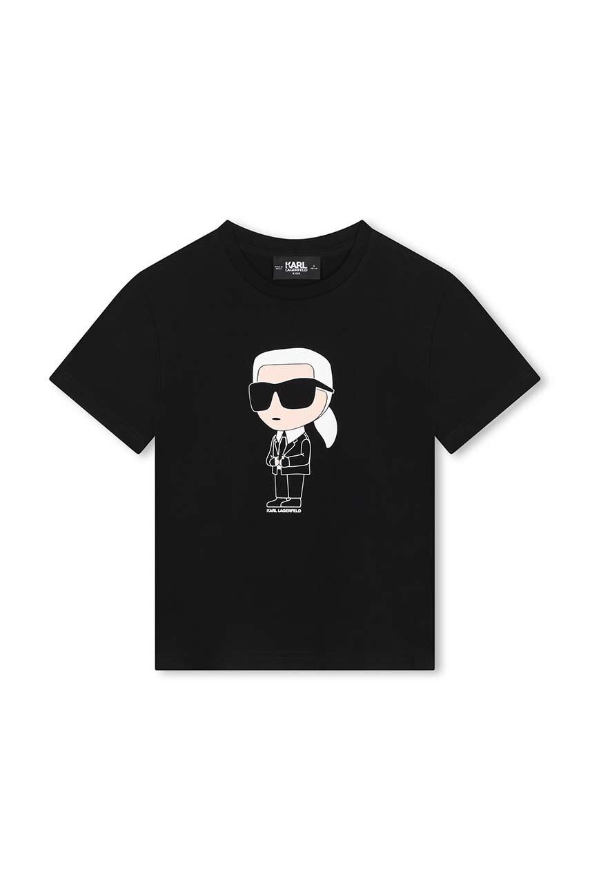 Karl Lagerfeld tricou de bumbac pentru copii culoarea negru, cu imprimeu, Z30240