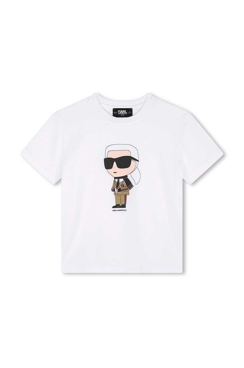 Karl Lagerfeld tricou de bumbac pentru copii culoarea alb, cu imprimeu, Z30241