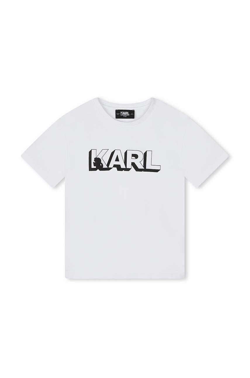 Karl Lagerfeld tricou de bumbac pentru copii culoarea alb, cu imprimeu, Z30254