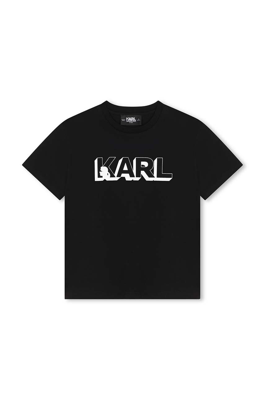 

Детска памучна тениска Karl Lagerfeld в черно с принт Z30254, Черен