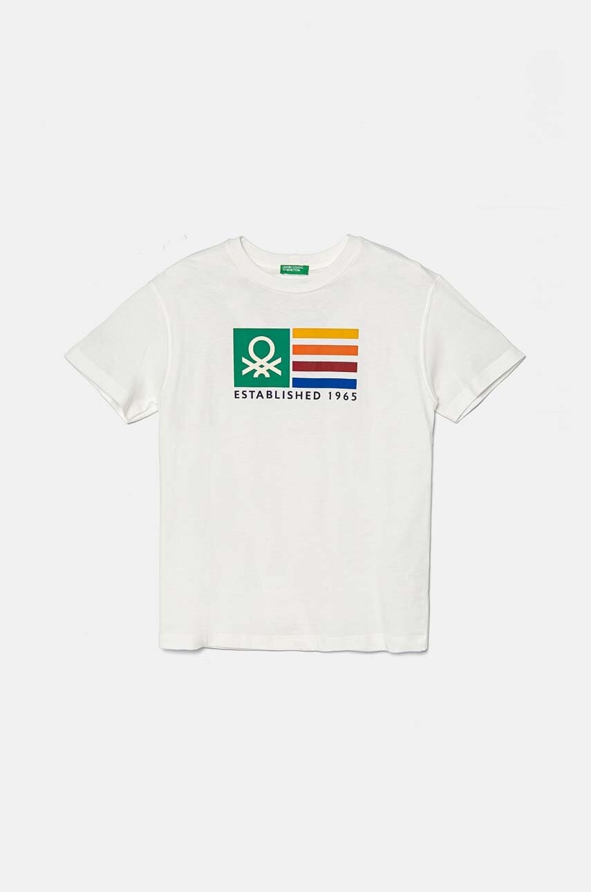 

Детска памучна тениска United Colors of Benetton в бежово с принт 3I1XC10JL, Бежов