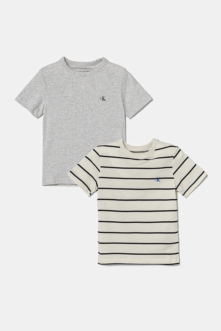 

Детска памучна тениска Calvin Klein Jeans (2 броя) в сиво с десен IB0IB02406, Сив