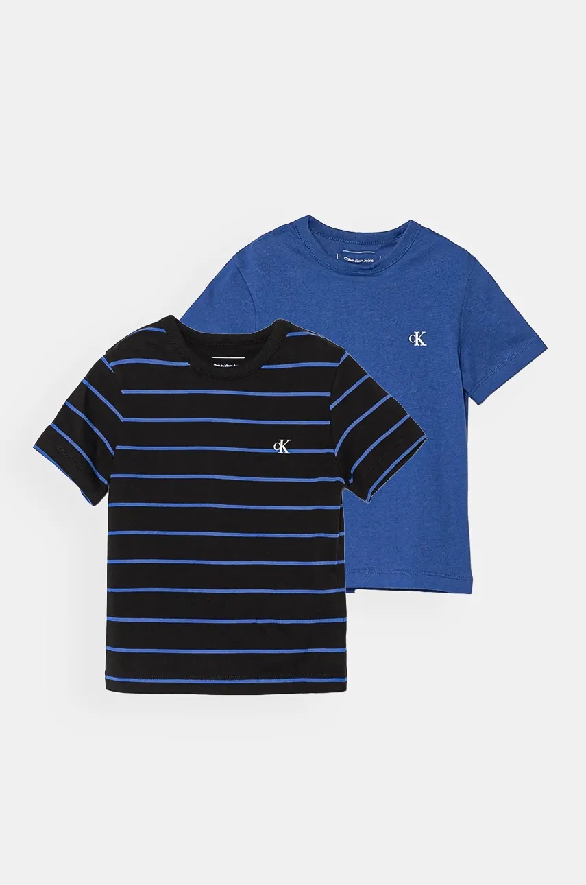 

Детска памучна тениска Calvin Klein Jeans (2 броя) в синьо с десен IB0IB02406, Син
