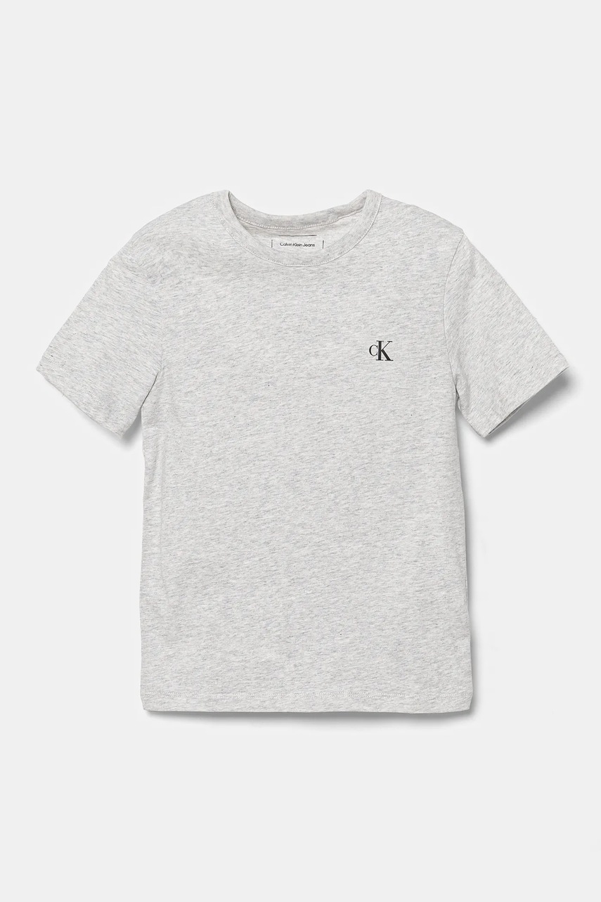 Дитяча бавовняна футболка Calvin Klein Jeans 2-pack колір сірий з принтом IB0IB02406
