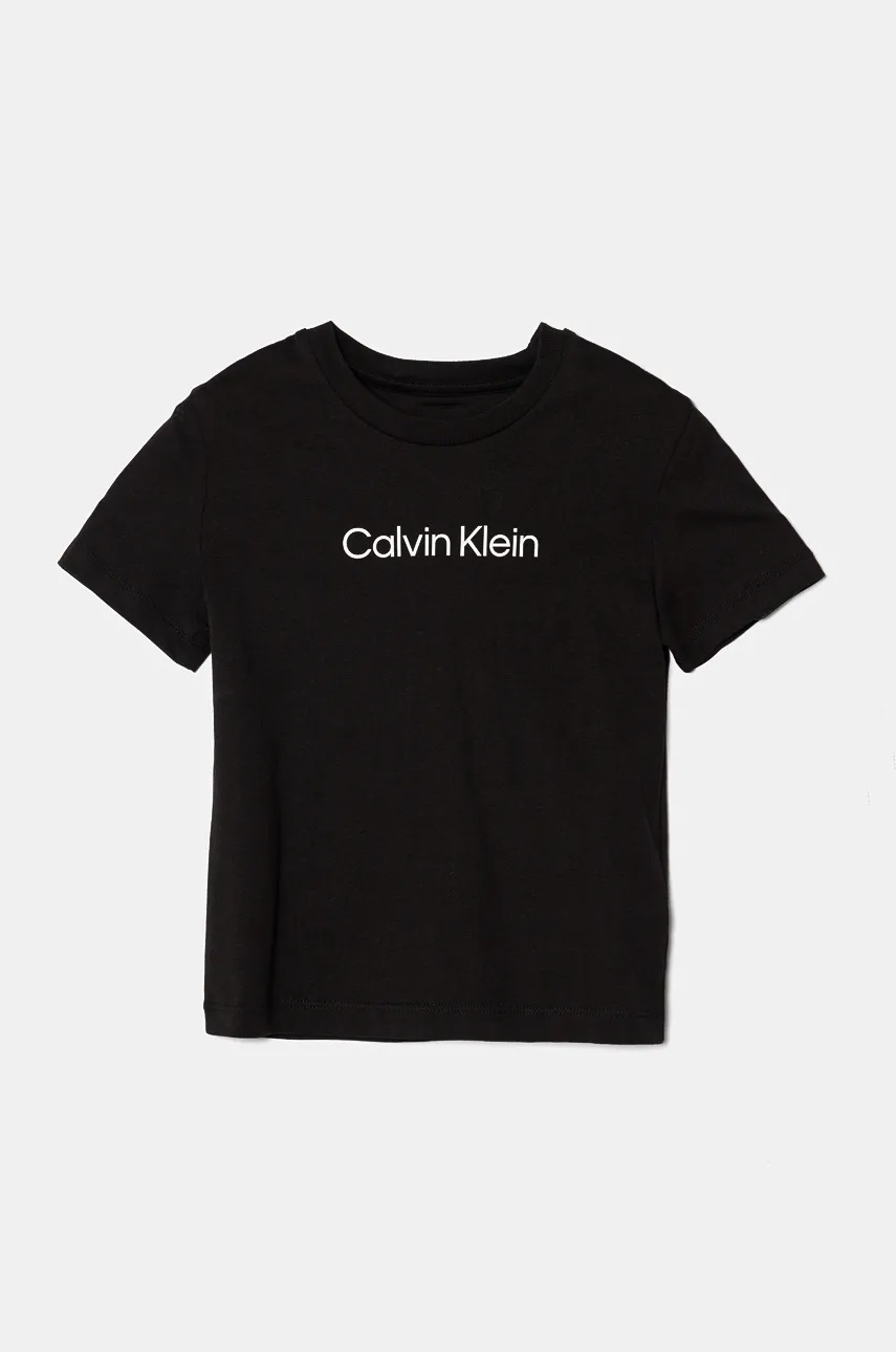Levně Dětské bavlněné tričko Calvin Klein Jeans černá barva, s potiskem, IU0IU00682