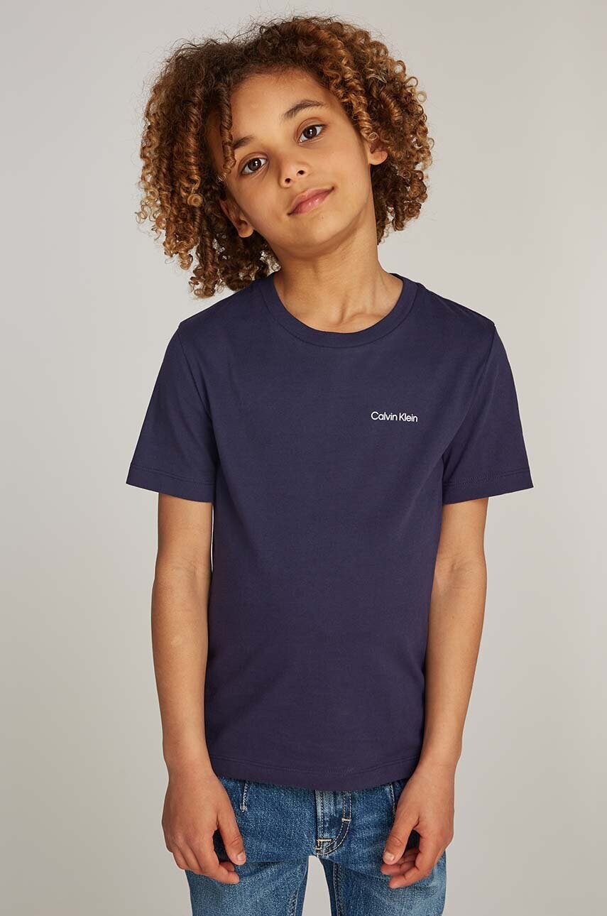 Levně Dětské bavlněné tričko Calvin Klein Jeans černá barva, s potiskem, IU0IU00683