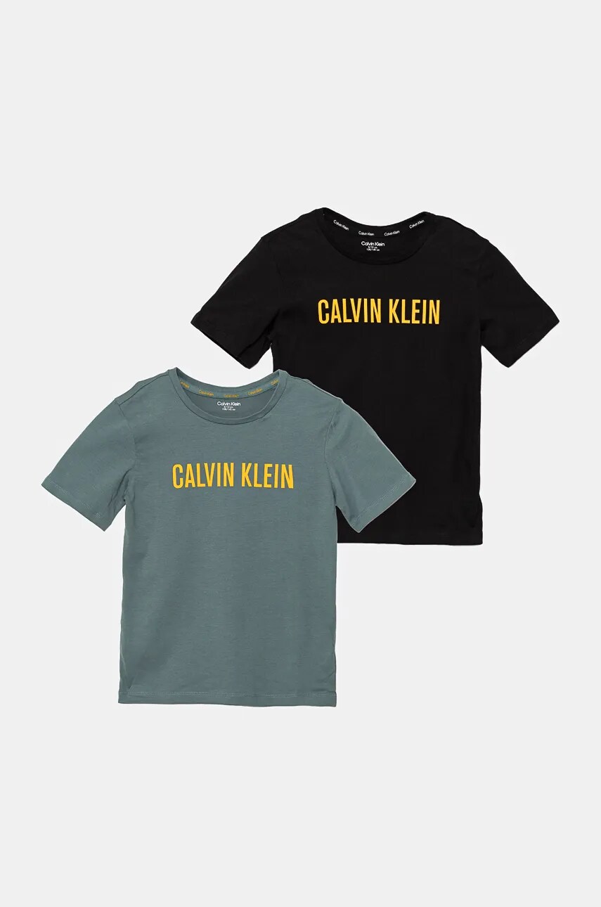 Levně Dětské bavlněné tričko Calvin Klein Underwear 2-pack černá barva, s potiskem, B70B700505