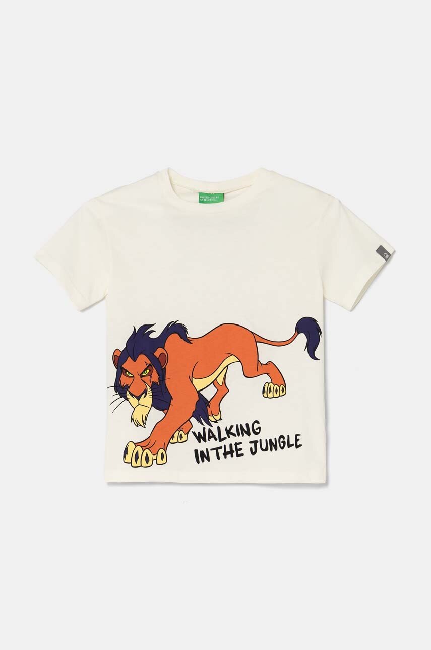 

Детска памучна тениска United Colors of Benetton x Disney в бежово с принт 3I1XC10LJ, Бежов