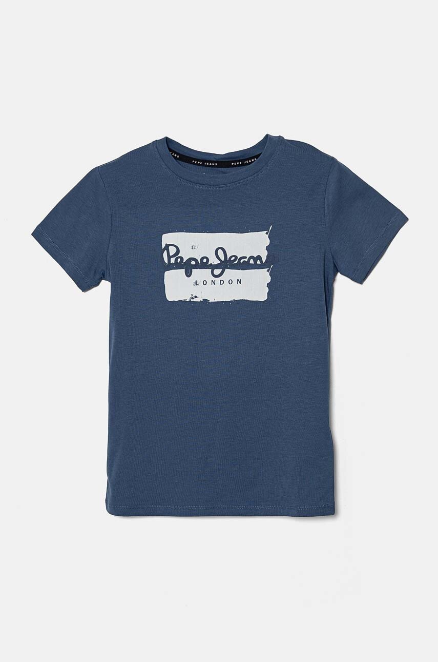 

Детска памучна тениска Pepe Jeans BAIRON в синьо с принт PB503905, Син