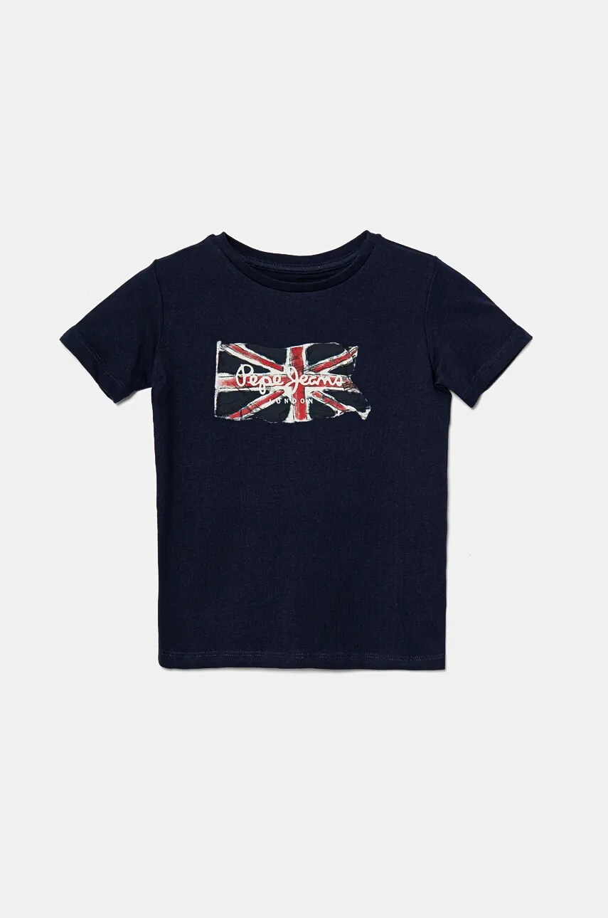 Pepe Jeans tricou de bumbac pentru copii CLAG culoarea albastru marin, cu imprimeu, PB503910