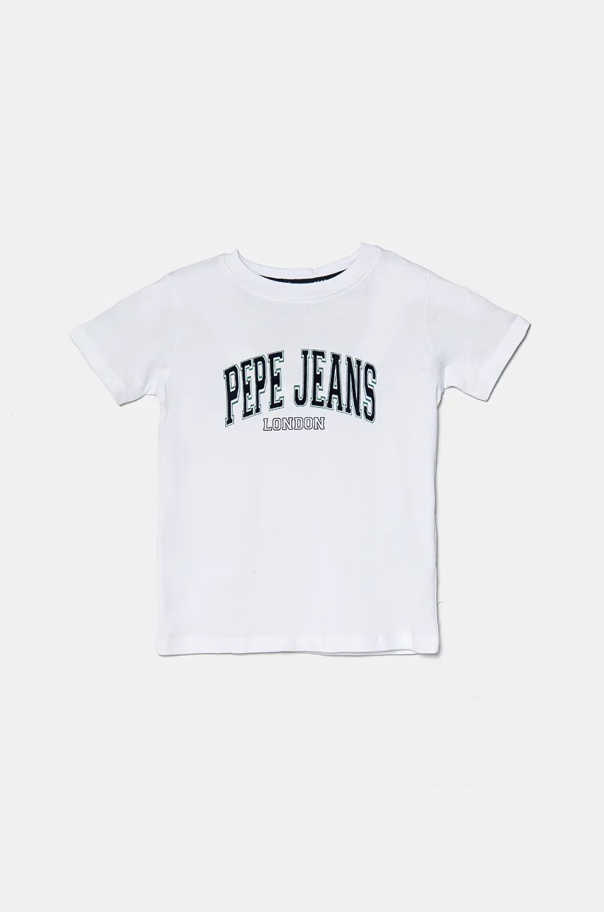 Pepe Jeans tricou de bumbac pentru copii BAIN culoarea alb, cu imprimeu, PB503915