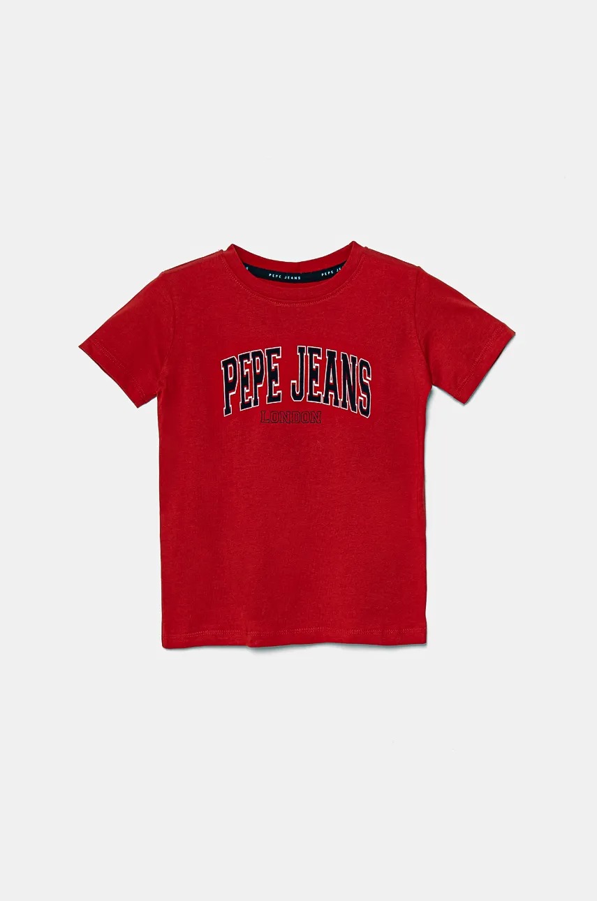

Детска памучна тениска Pepe Jeans BAIN в червено с принт PB503915, Червен
