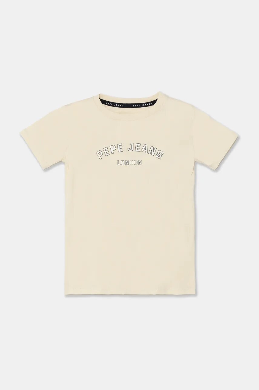Pepe Jeans tricou de bumbac pentru copii ALDRIDGE culoarea bej, cu imprimeu, PB503918