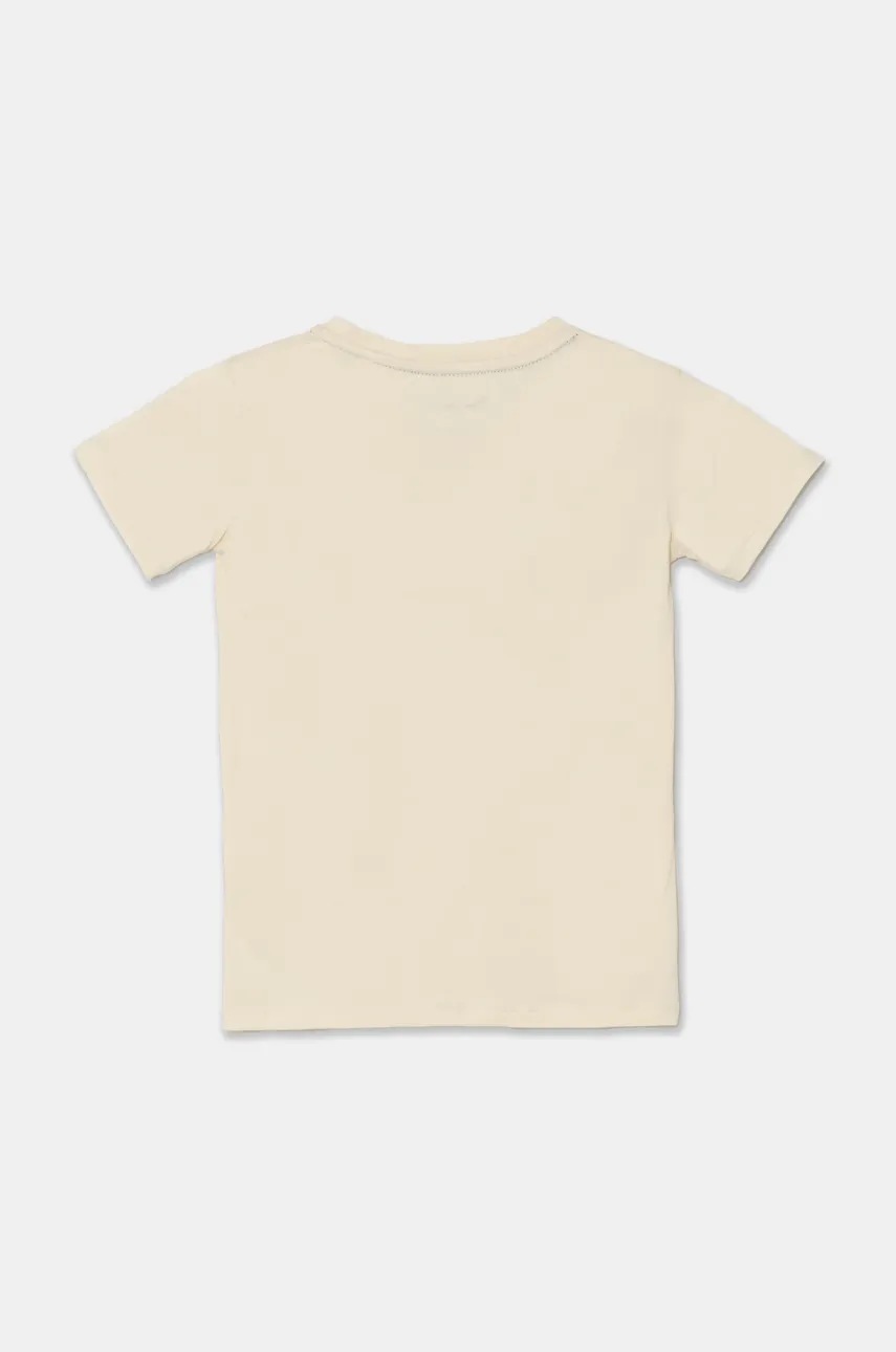 Детская хлопковая футболка Pepe Jeans ALDRIDGE цвет бежевый с принтом PB503918