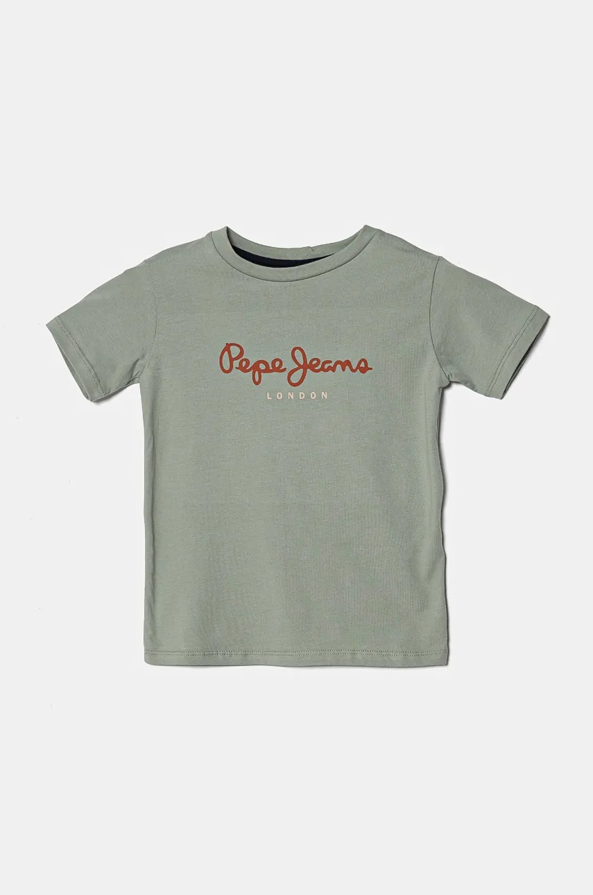 

Детска памучна тениска Pepe Jeans NEW ARTN в зелено с принт PB503920, Зелен