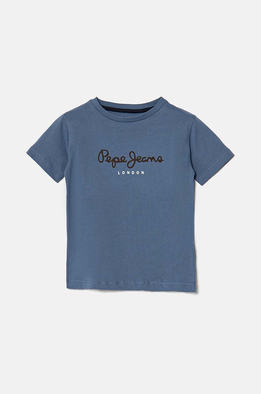 

Детска памучна тениска Pepe Jeans NEW ARTN в синьо с принт PB503920, Син