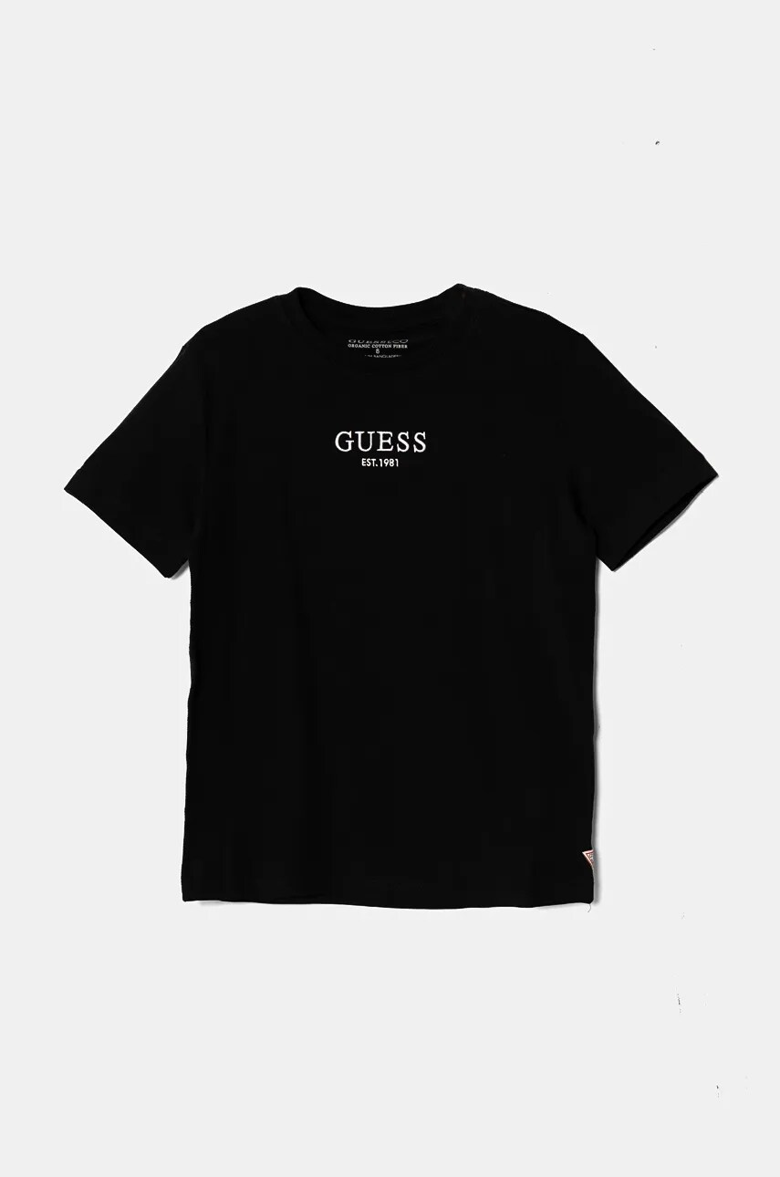

Детска тениска Guess в черно с апликация L4BI07 J1314, Черен