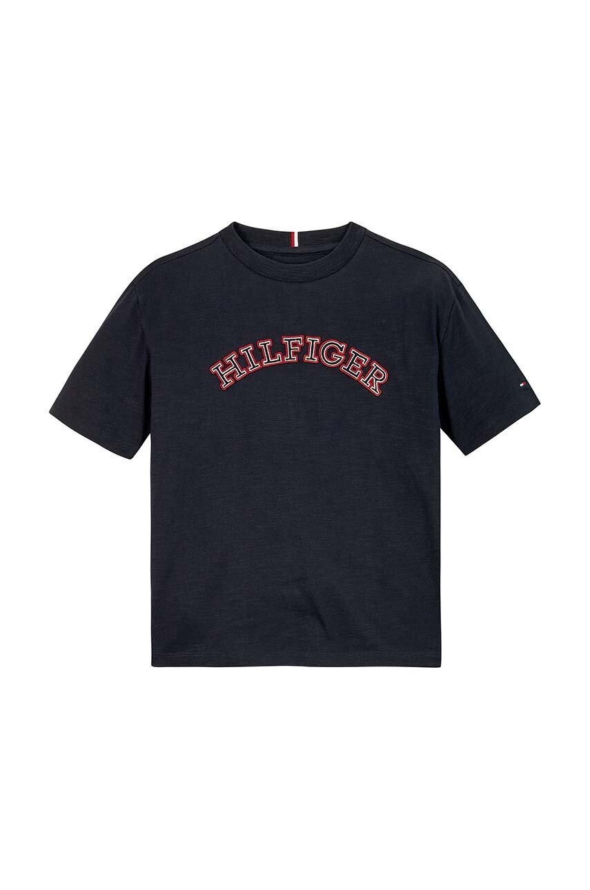 Детская хлопковая футболка Tommy Hilfiger цвет синий с аппликацией KB0KB09283