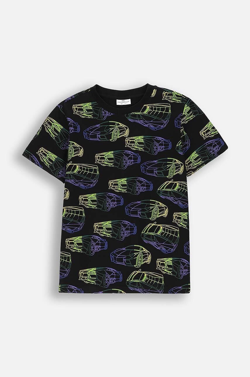 Coccodrillo tricou de bumbac pentru copii culoarea negru, modelator, EVERYDAY BOY