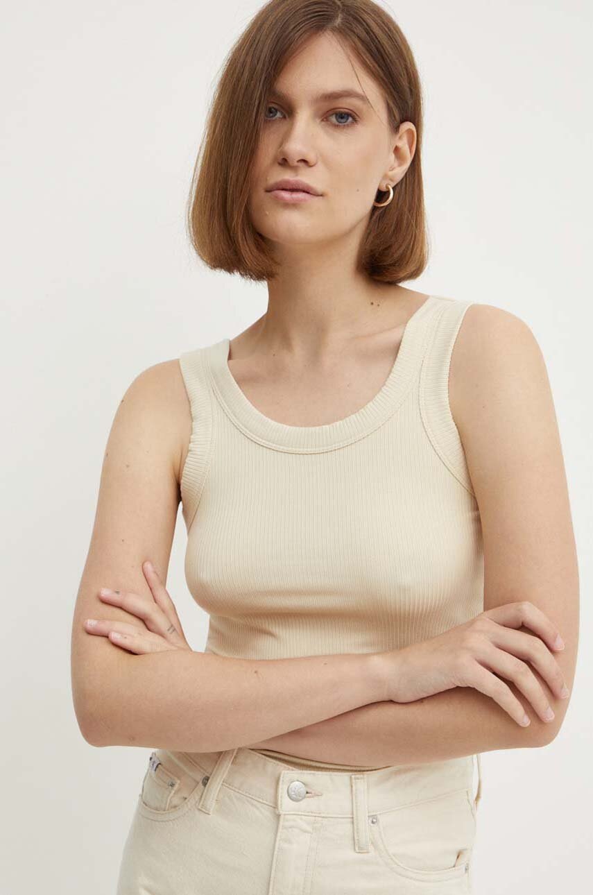 

Топ Calvin Klein дамски в бежово K20K207190, Бежов