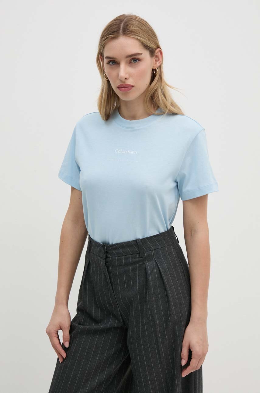 

Памучна тениска Calvin Klein в синьо K20K207215, Син