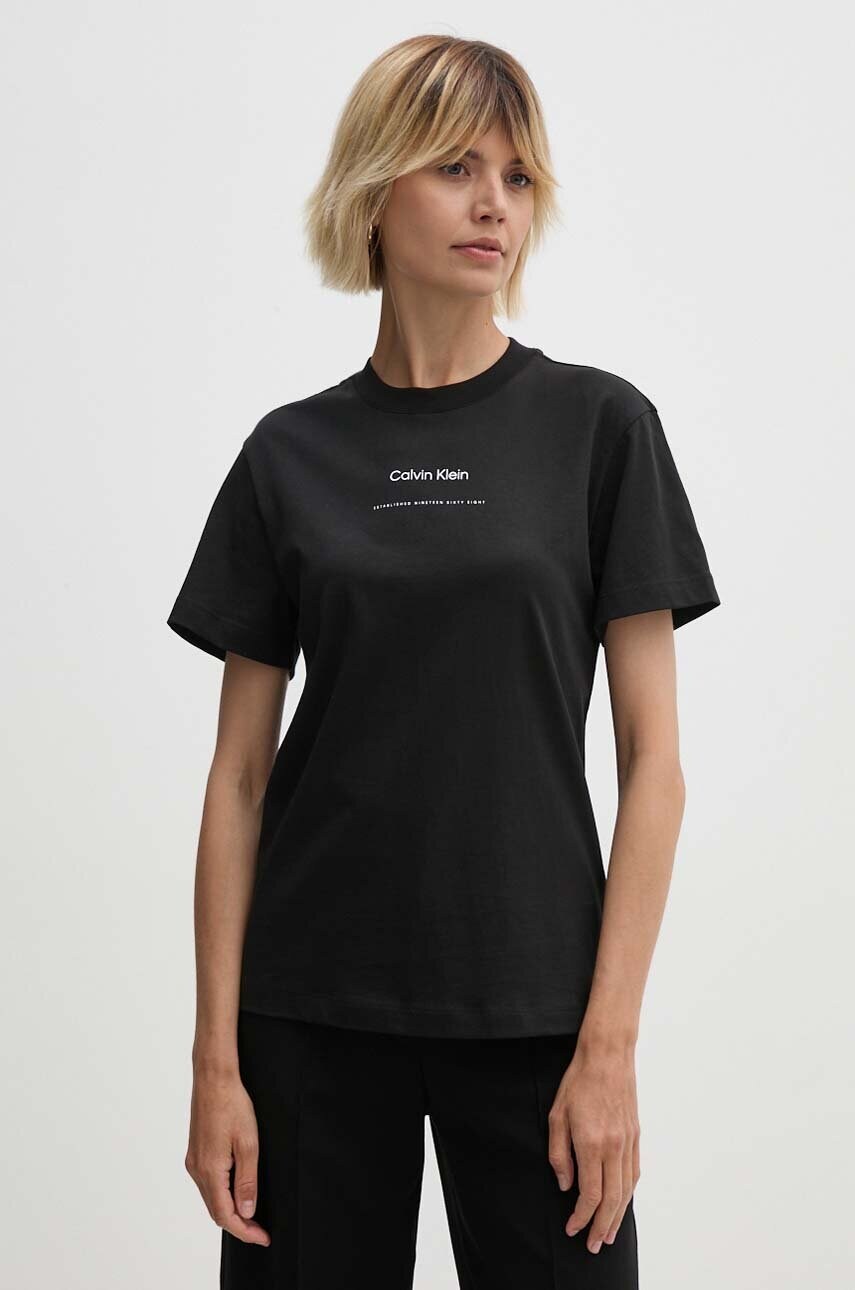 

Памучна тениска Calvin Klein в черно K20K207215, Черен