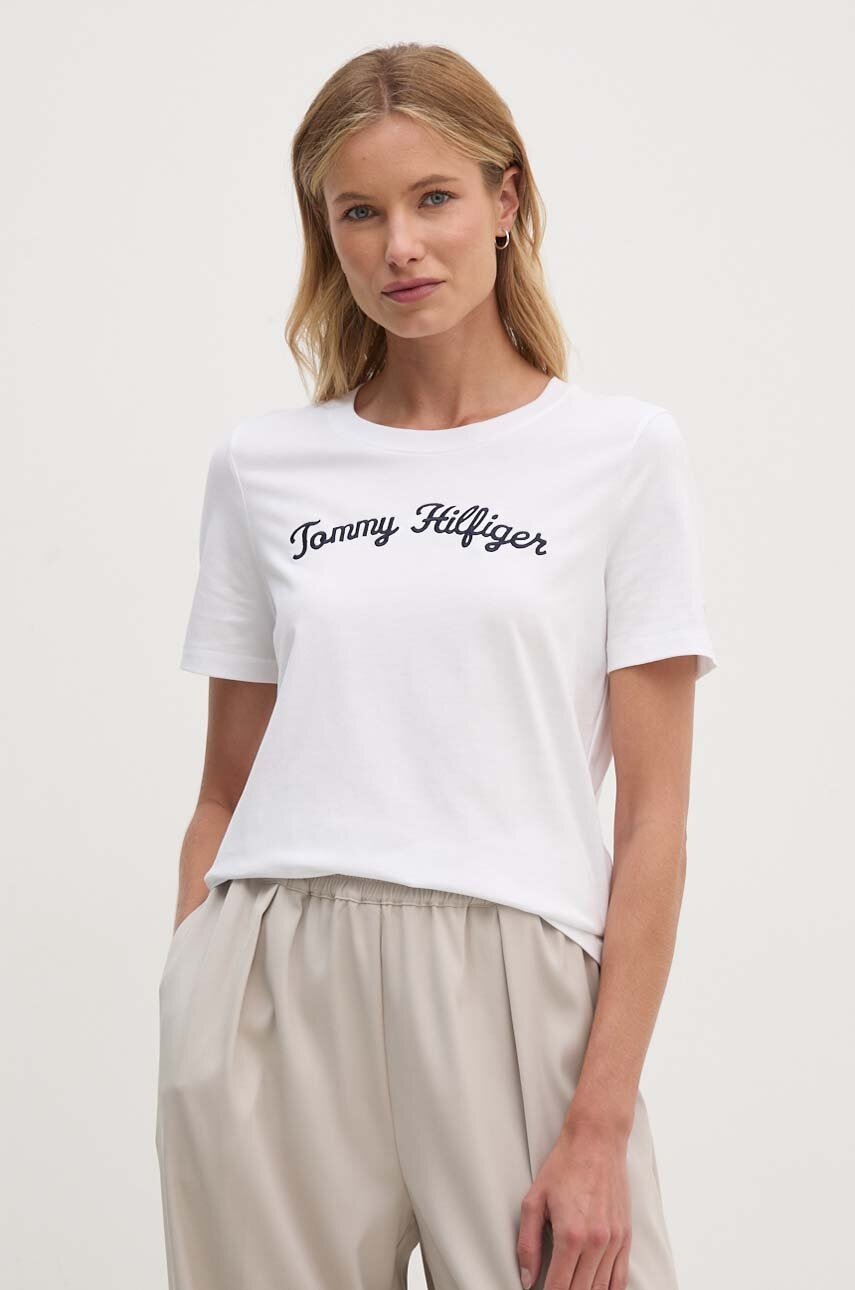 

Памучна тениска Tommy Hilfiger в бяло WW0WW42589, Бял