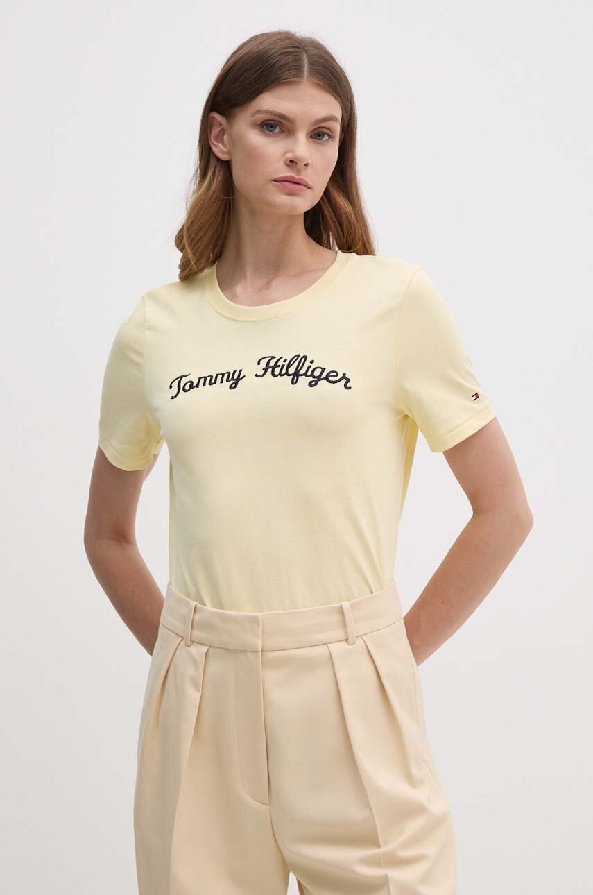 

Памучна тениска Tommy Hilfiger в жълто WW0WW42589, Жълт