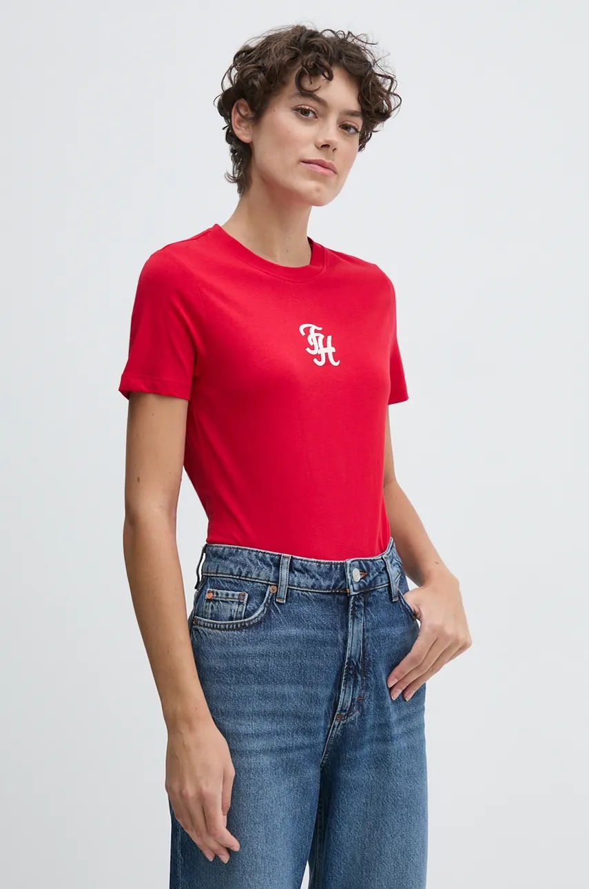 

Памучна тениска Tommy Hilfiger в червено WW0WW42772, Червен