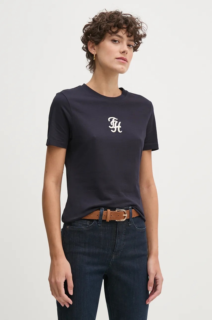 

Памучна тениска Tommy Hilfiger в тъмносиньо WW0WW42772, Тъмносин