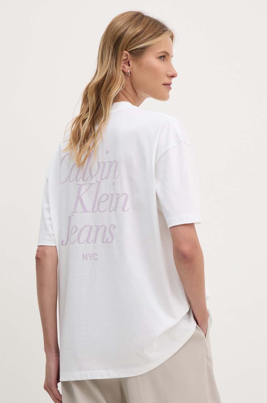 

Памучна тениска Calvin Klein Jeans в бяло J20J224889, Бял