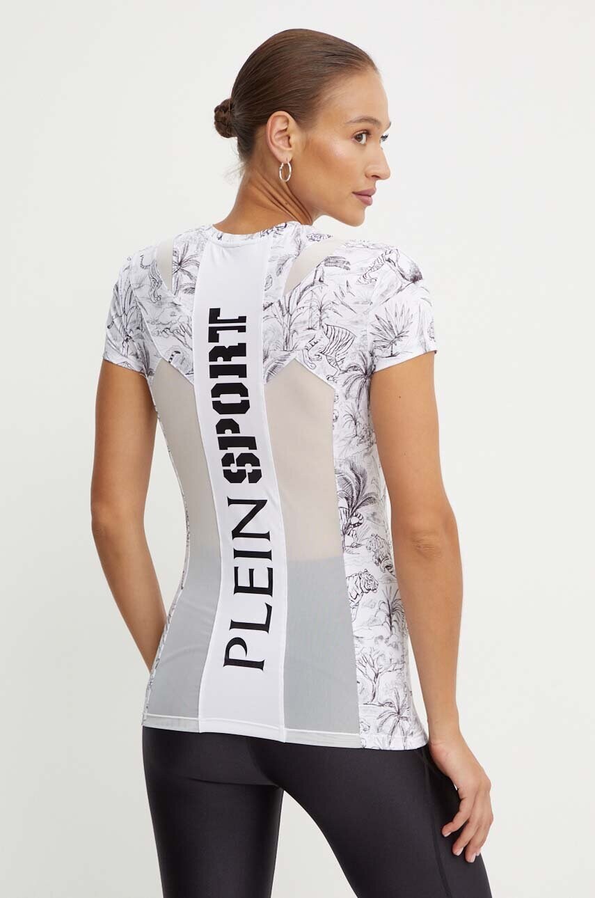 PLEIN SPORT tricou femei, culoarea alb, FADC WTK3355 STE003N PLEIN SPORT tricou femei, culoarea alb, FADC WTK3355 STE003N